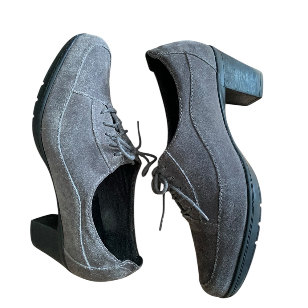 Clarks Bendables Suede Oxford Granny Shoes With Heel Sz 9.5
